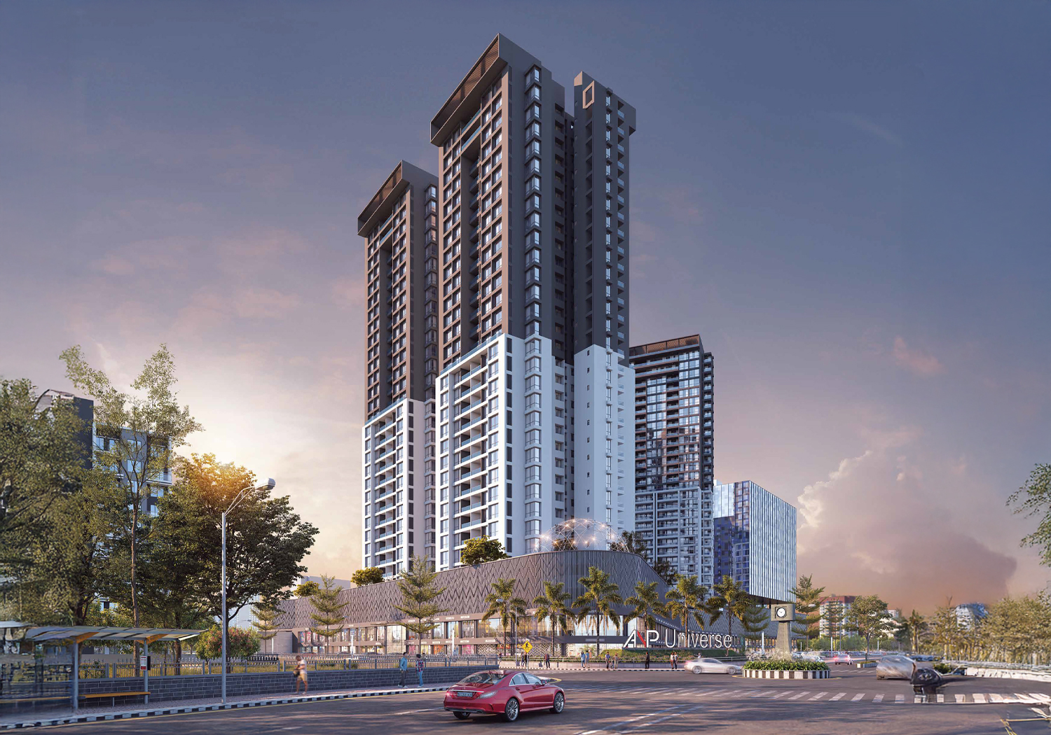 Exterior view of ANP Privado &mdash; photo gallery, images, brochure, amenities, cost sheet, price breakup, availability details, RERA number, RERA certificate, possession date, layout plan, logo, floor plan, master plan, and location map showcasing project highlights and features.